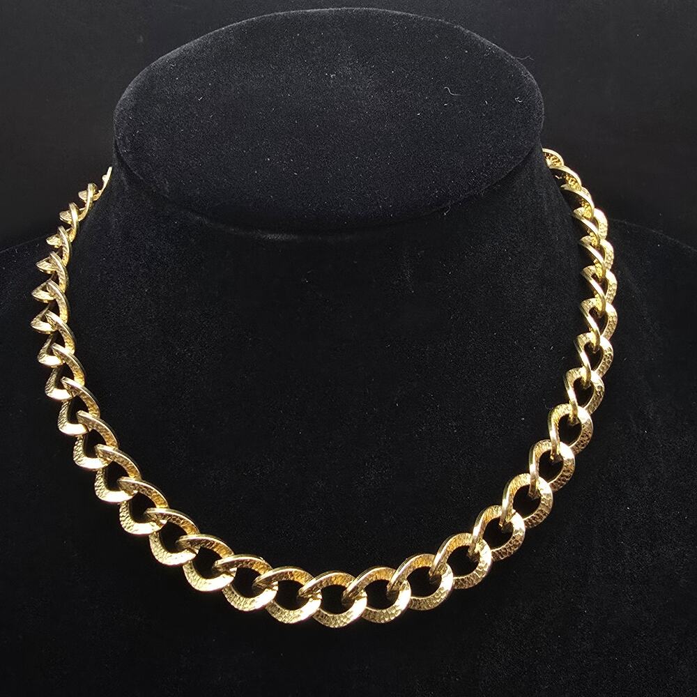 Evoke Gold Tone Chain Necklace Textured Links Vintage Costume Jewelry